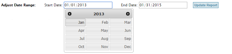 Example of Using the Calendar to Change the Start Date.