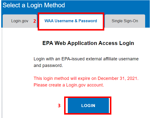 WAA Username & Password tab