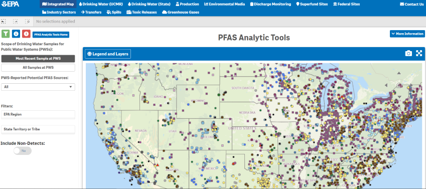 Image of PFAS Analytic Tools Dashboard